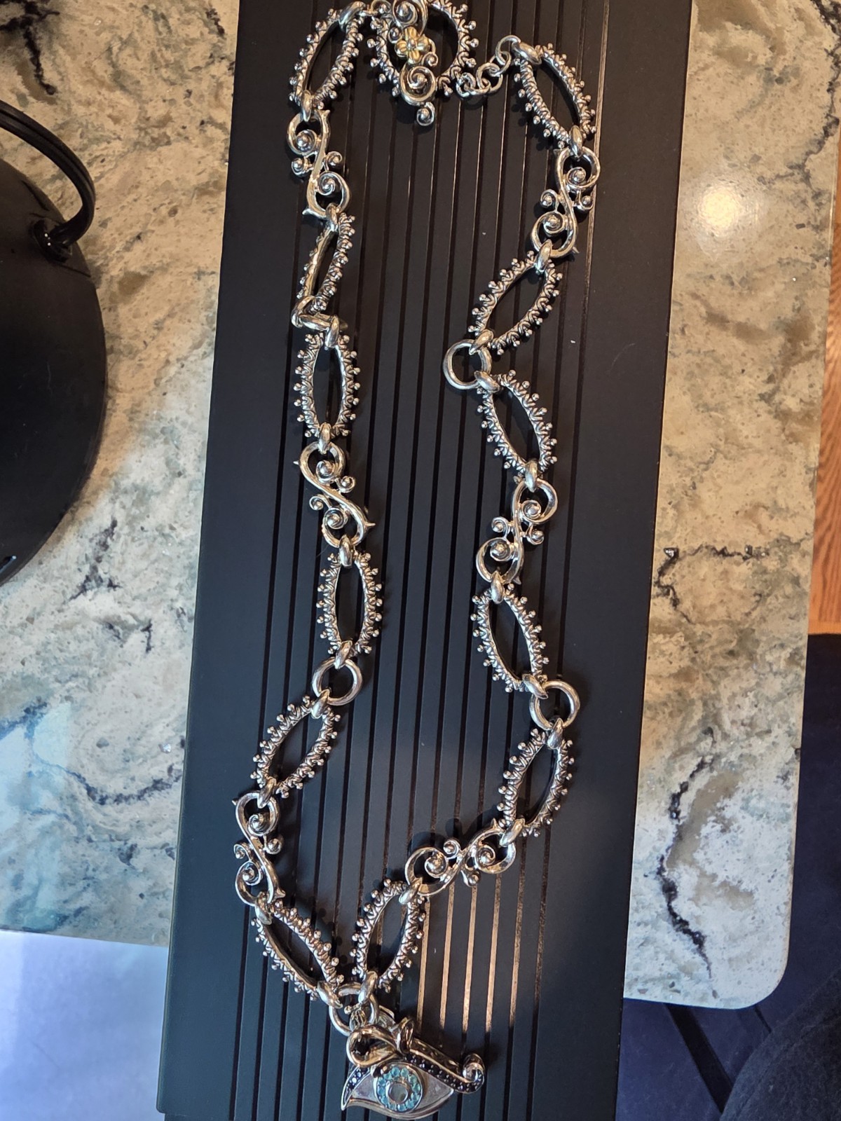 Barbara Bixby Sterling Silver Toggle Clasp Chain Necklace With Evil Eye Enhancer