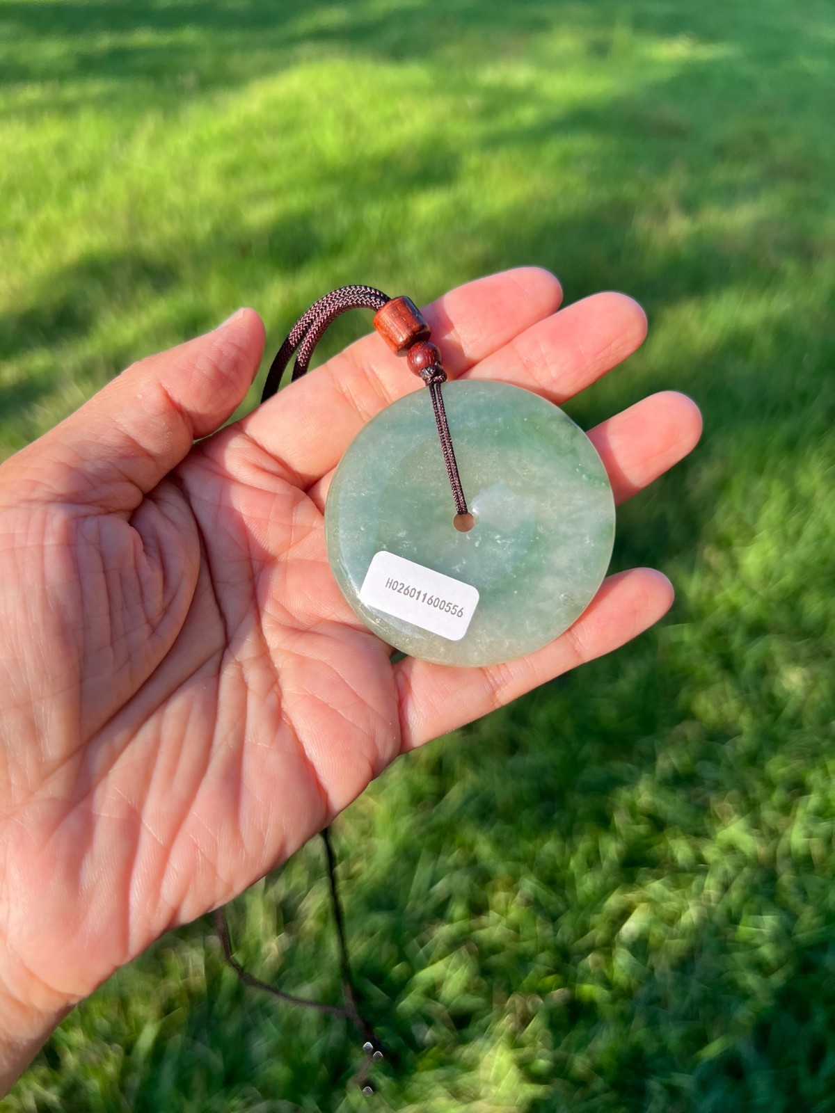 Icy Green 100% Natural Grade A Jadeite Jade Large PingAn Pendant B991 p3