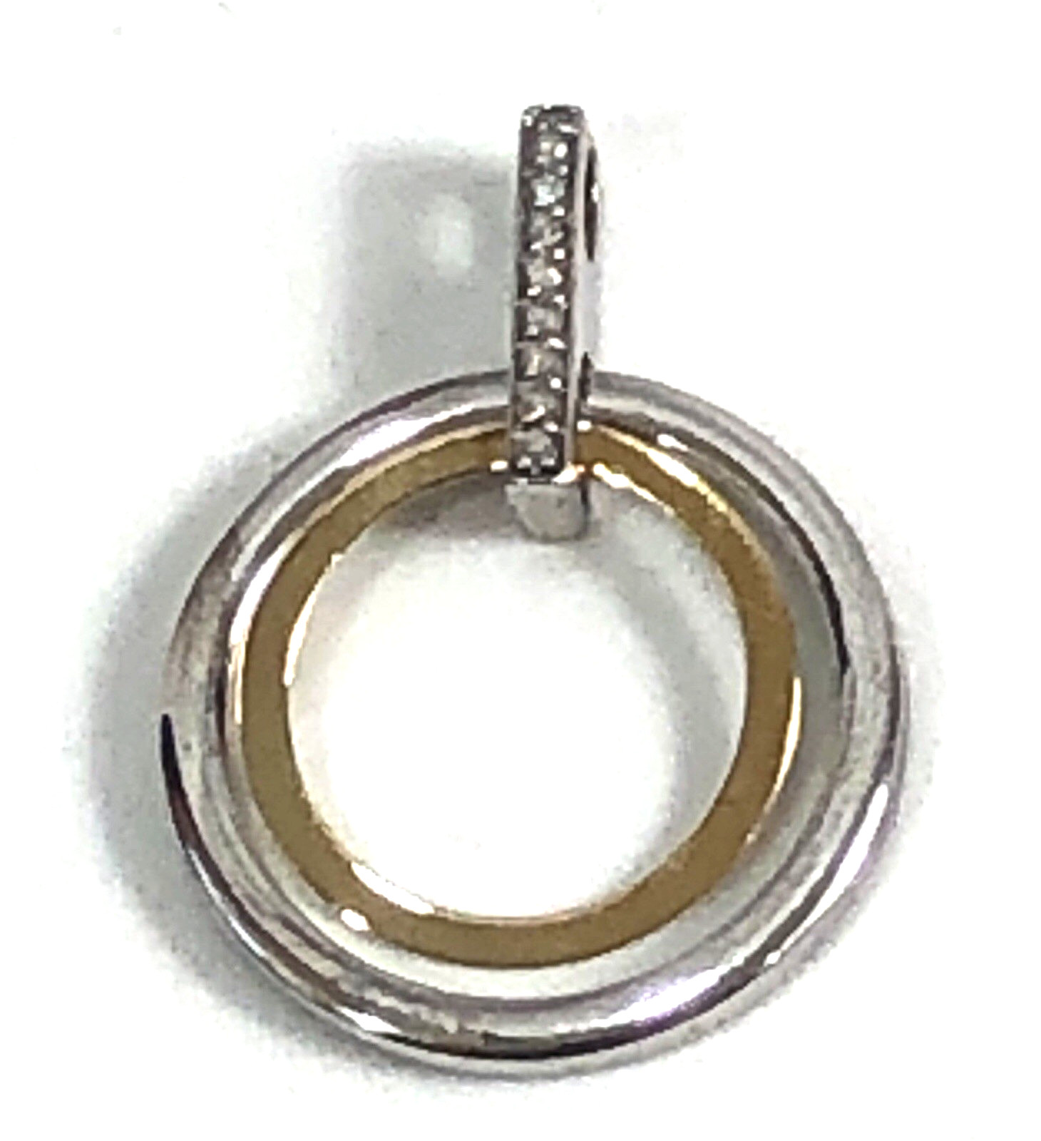 Alwand Vahan Pendant 14k Gold 925 Sterling Silver Diamond Double Circle – 1.5 in