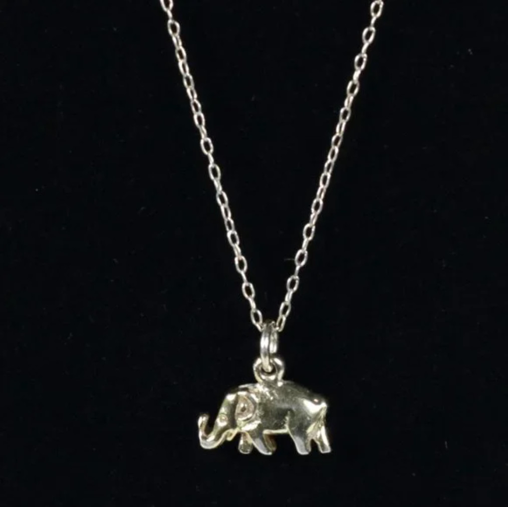 Gold Over Sterling Silver 925 Vermeil Elephant Pendant Necklace 21in