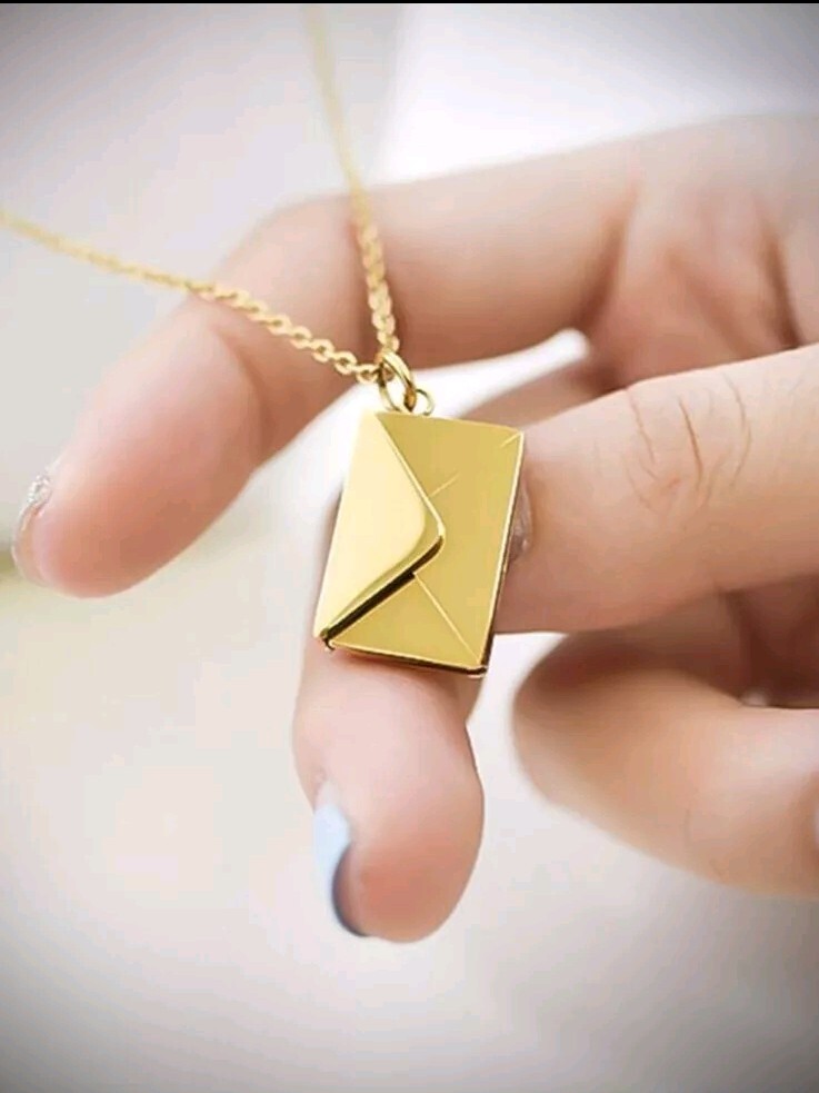Secret Message Envelope Necklace Chain Gold Colour Very Good For Gift