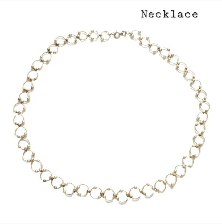 Beautiful Bali Open Circle Beaded Ball Style 925 Sterling Silver Necklace 18″