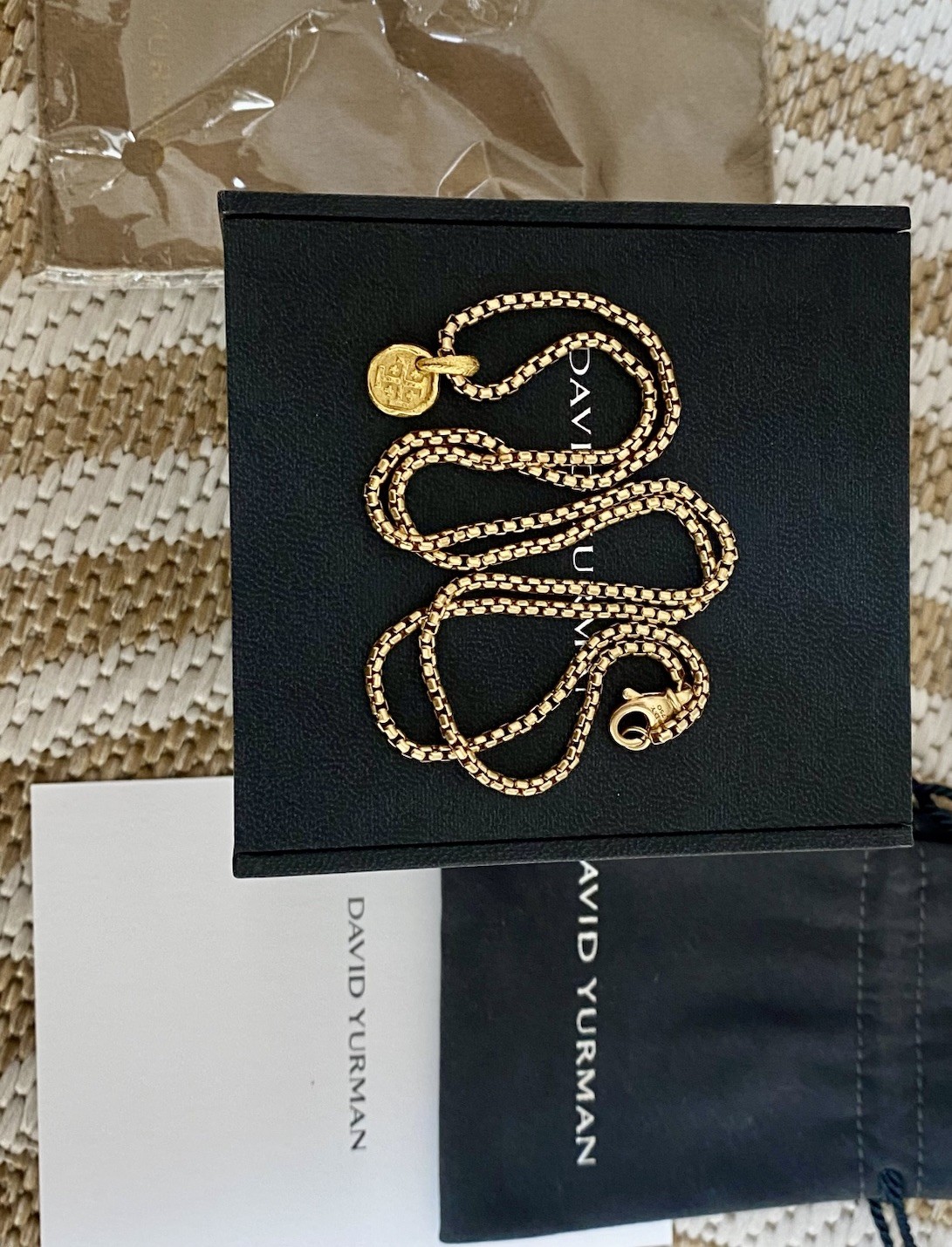 David Yurman 22K/18K Gold Shipwreck Pendant Necklace 2.7mm 24” Excellent $7000