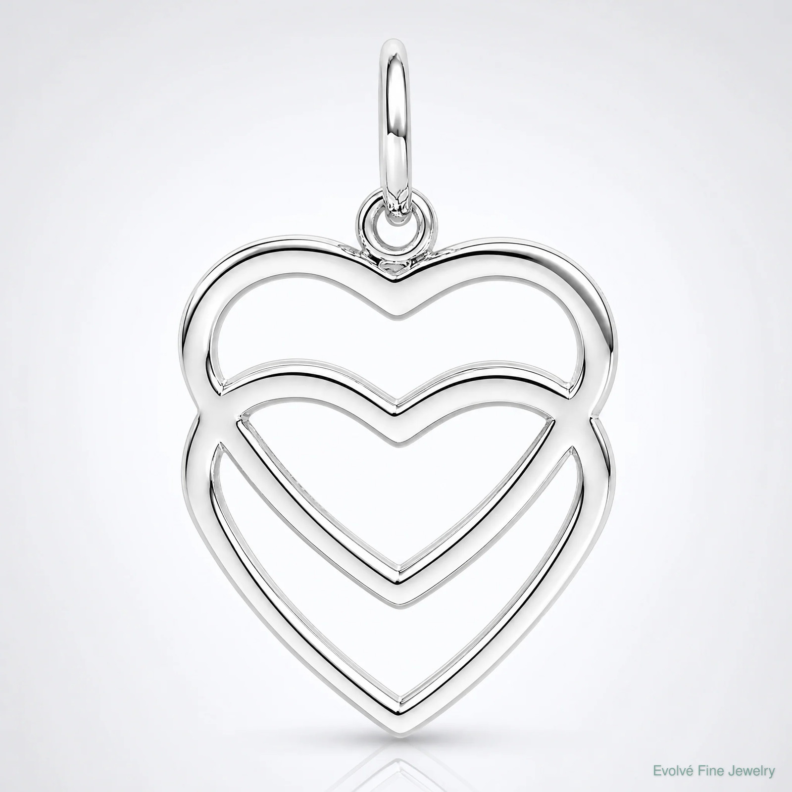 10K / 14K White Gold Double Heart Charm