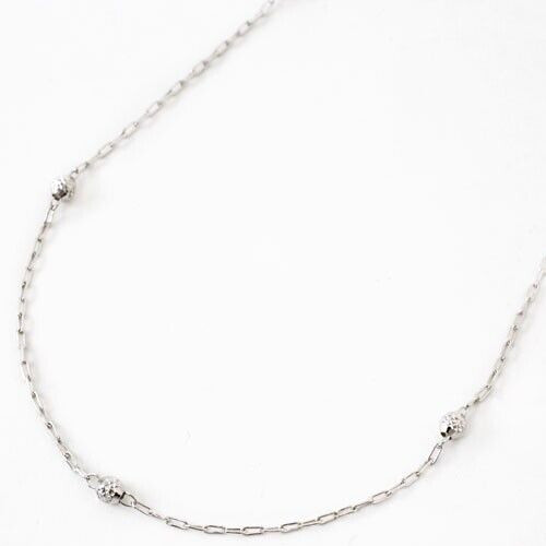 Pt850 Solid Platinum Oval Cable Chain Necklace Adjustable 17″ Faceted Beads Sta.