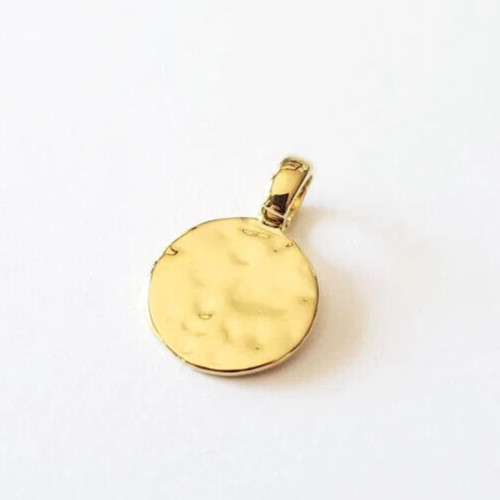 24K Gold Vermeil Hammered Circle Disc Charm Minimalist Pendant