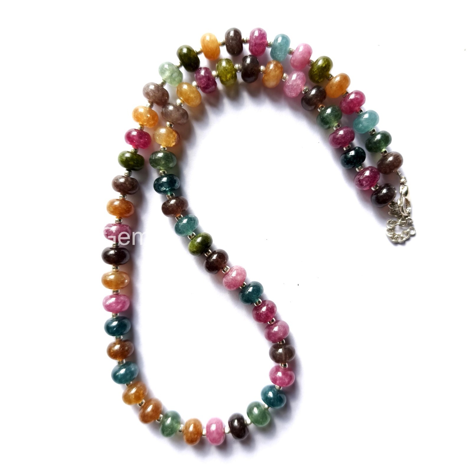 Rainbow Tourmaline Rondelle Necklace, 6mm Smooth Gemstone Beads, Natural Tourmal