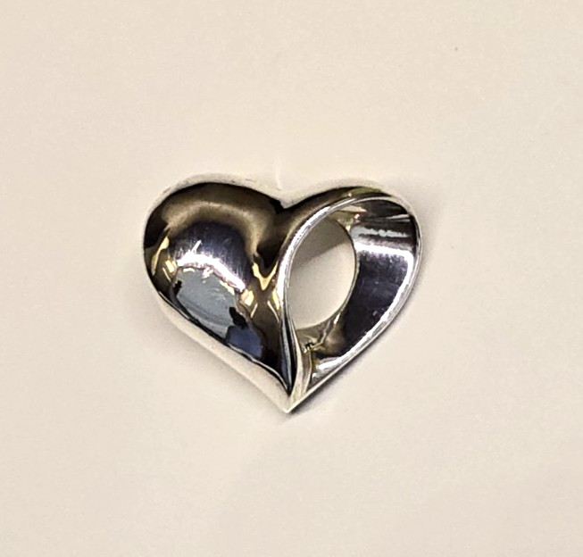 Solid Sterling Silver Heart Slide Pendant Thick & Sturdy 5.9g