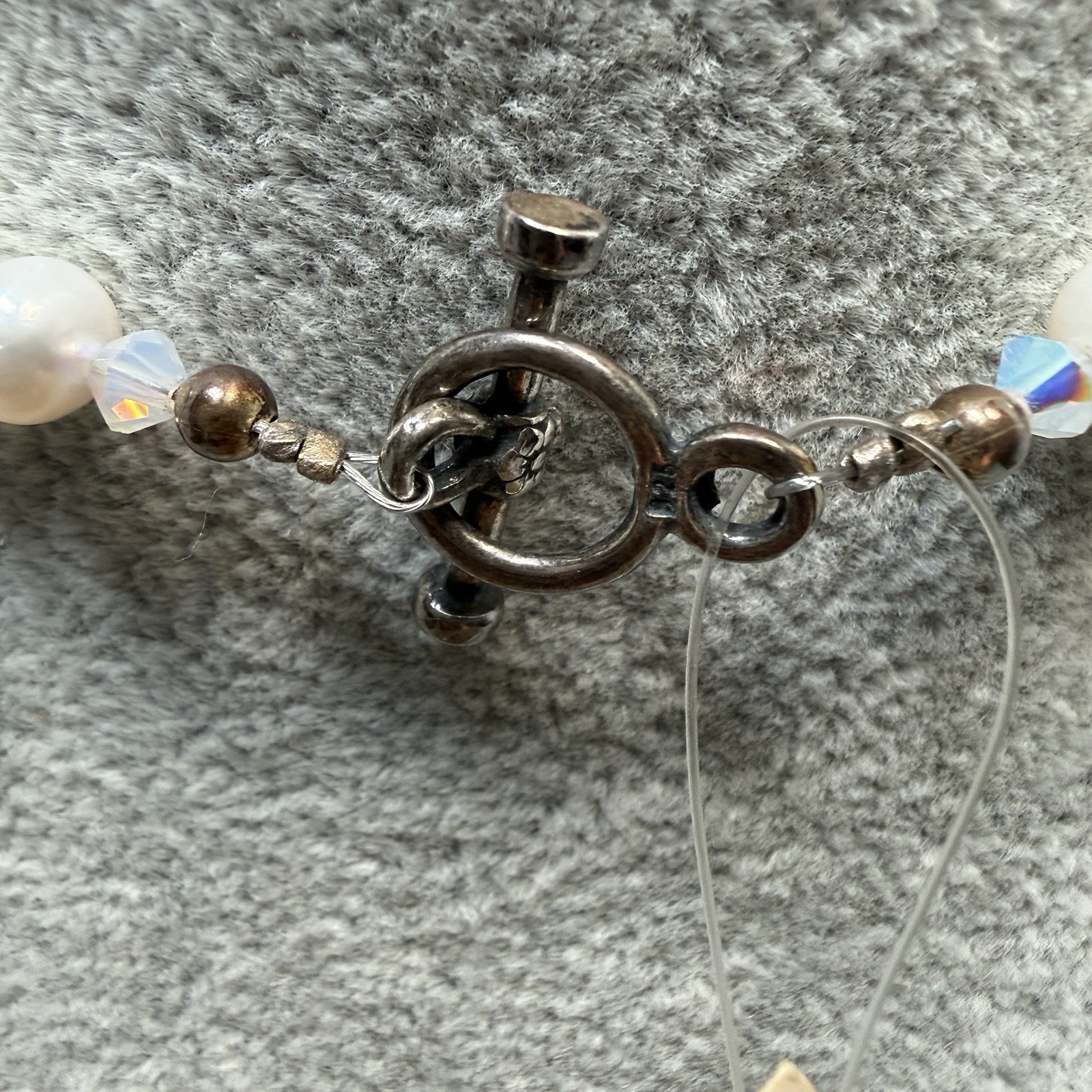 Vtg Pearl Necklace 925 White Fresh Water w/Sterling Silver Kauai Hawaii
