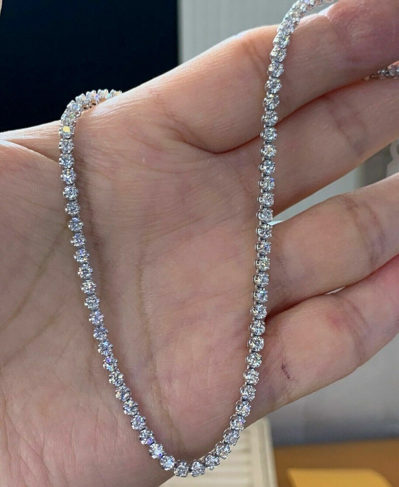 12Ct Round Cut Diamond Tennis Choker Eternity Necklace 18K White Gold Plated 18″
