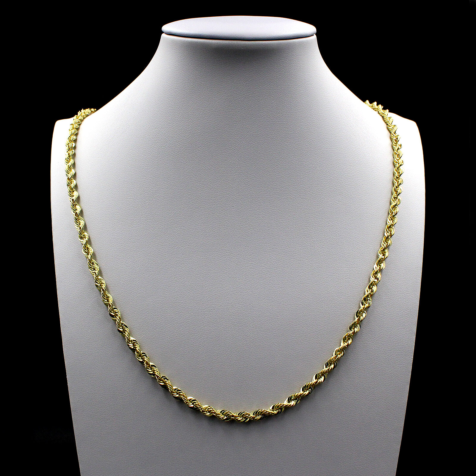 Real 10K Yellow Gold Rope Chain Pendant Necklace 2mm, 2.5mm, 3mm 16″- 30″