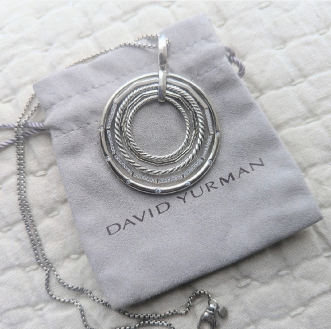 David Yurman Stax Diamond Sterling Silver Large Pendant Necklace