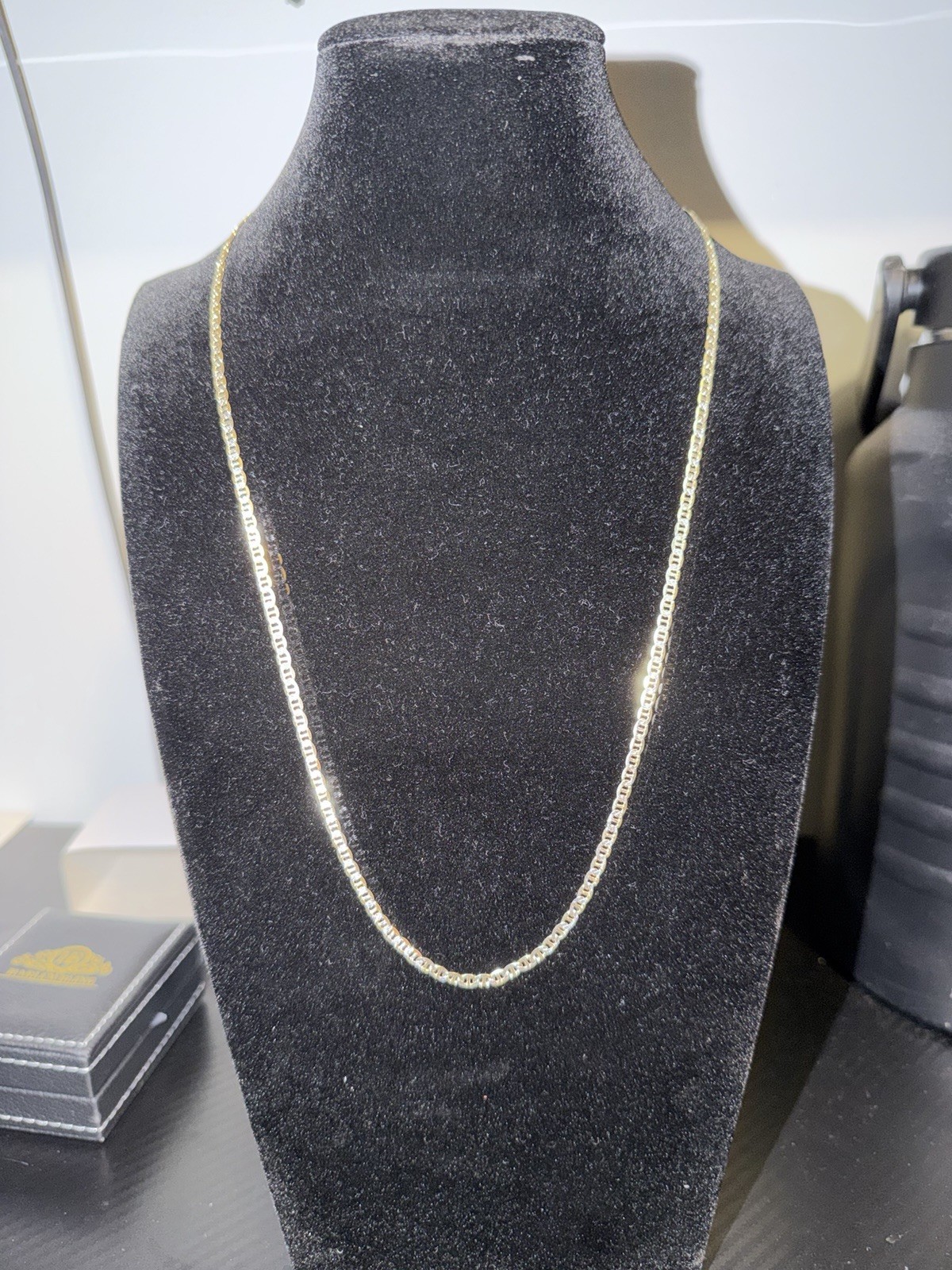 Mariner Link Chain Two Tone Diamond Cut 14k Gold Vermeil 925 Silver 3.5mm