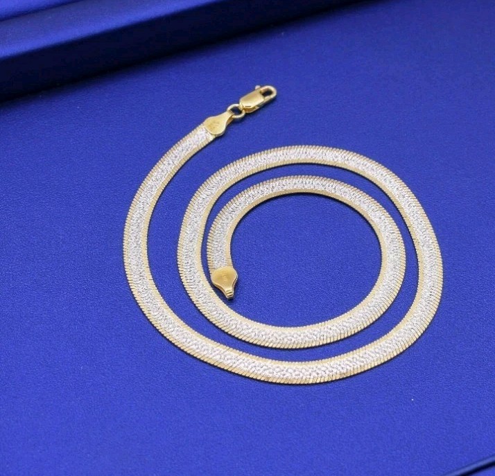 5.5mm Reversible Herringbone 18″ Necklace Real Solid Sterling Silver 925 Italy