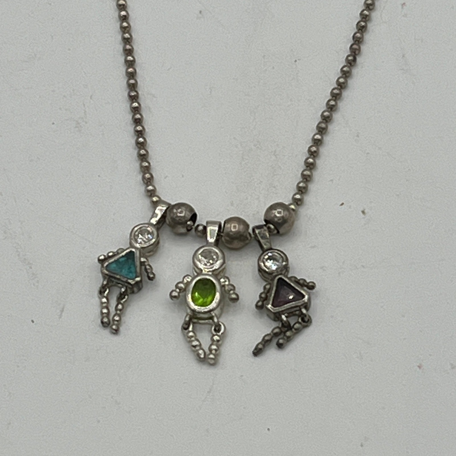 Silver 925 Ball Bead Chain Birthstone Kids Charm Pendants Aug Feb. Dec Necklace