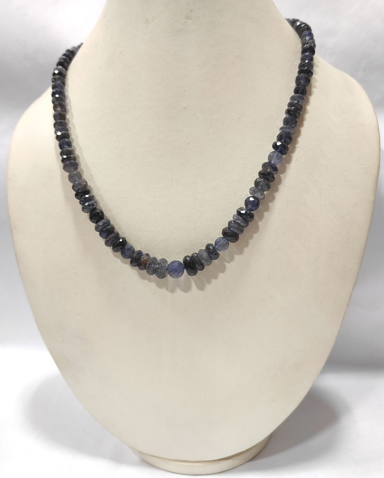 Natural Iolite Gemstone Necklace, Handmade Mix Size Beaded Jewelry, 18 Inch