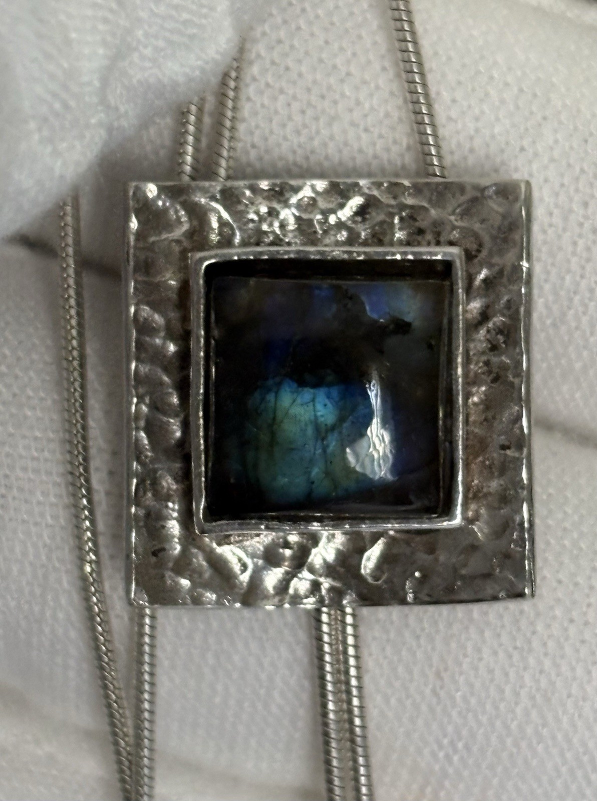 Silpada Hammered 925 Sterling Silver LABRADORITE Lariat Bolo Necklace N0881
