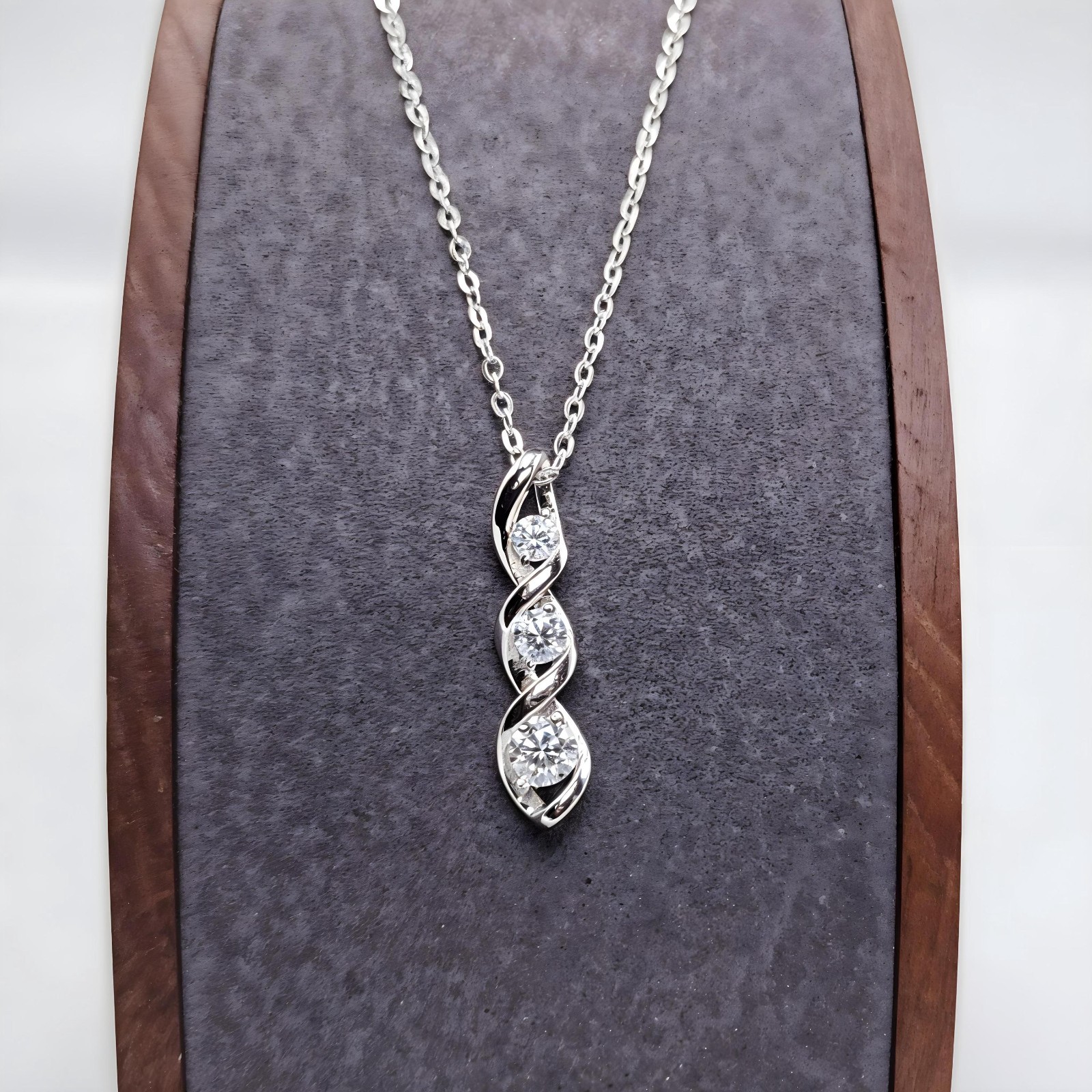 1ctw White Moissanite Helix Pendant – D-VVS1, Round Cut – .925 Sterling Silver