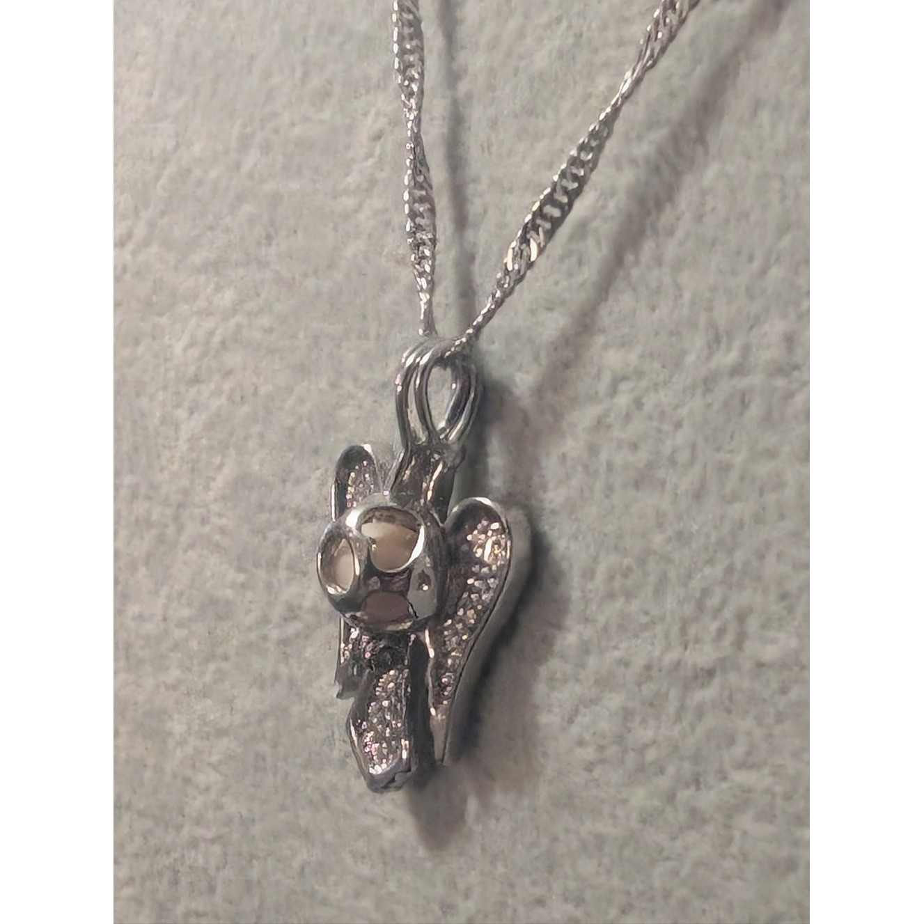 16″ Angel Necklace, Caged Pearl