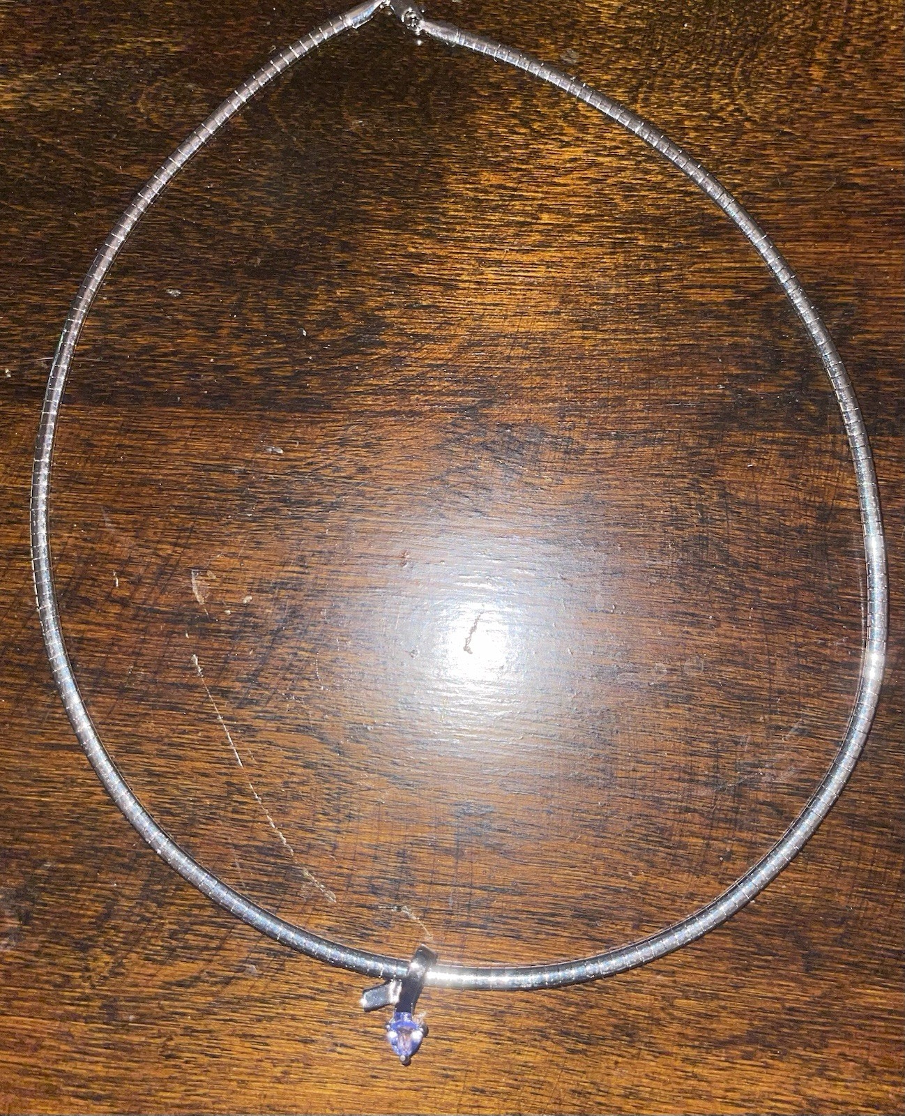 NEW Diamonds International Tanzanite Pendant Trillion Cut 18″ Silver Omega Chain