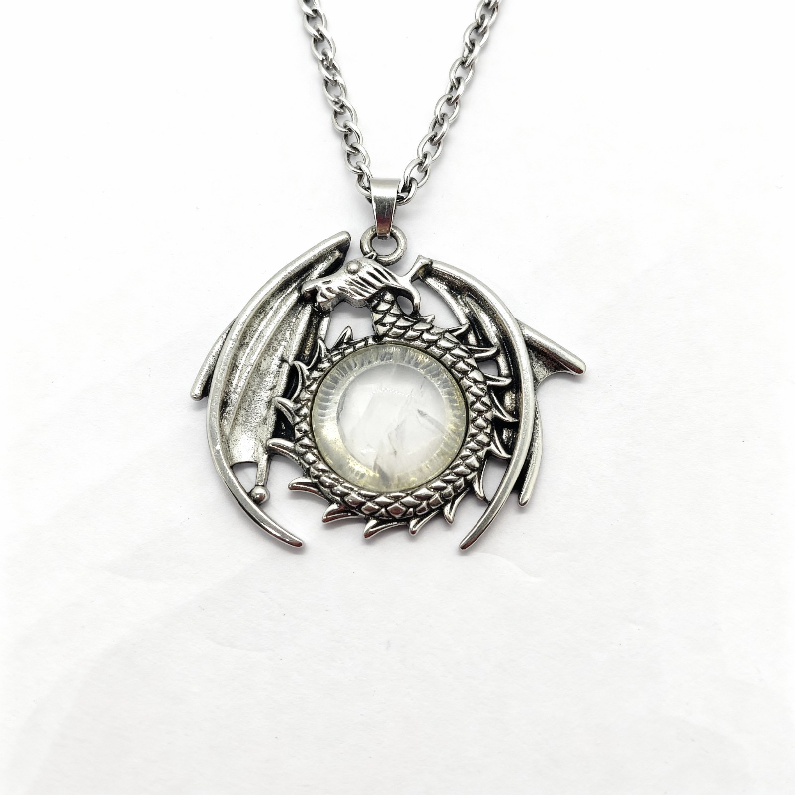Premium Clear Crystal Necklace – Dragon Mythical Crystal Pendant for Her