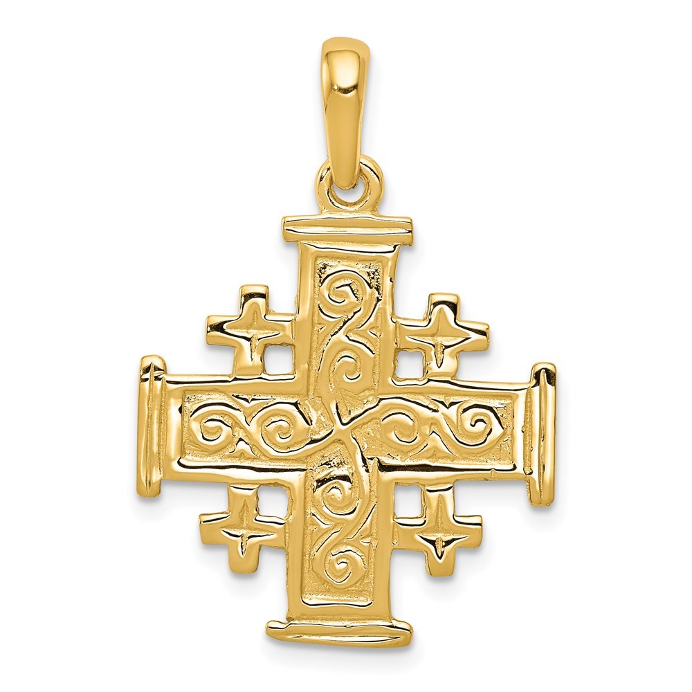 14k Yellow Gold Jerusalem Cross Pendant 2.58g, L-32mm, 22mm for Mom