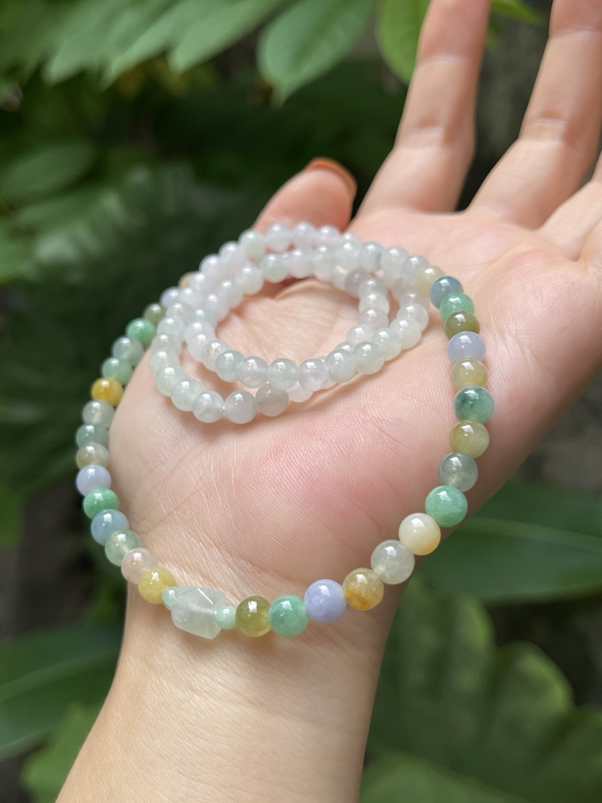 Natural Type A Burmese Myanmar Jadeite 5.7-6mm 50cm icy Necklace
