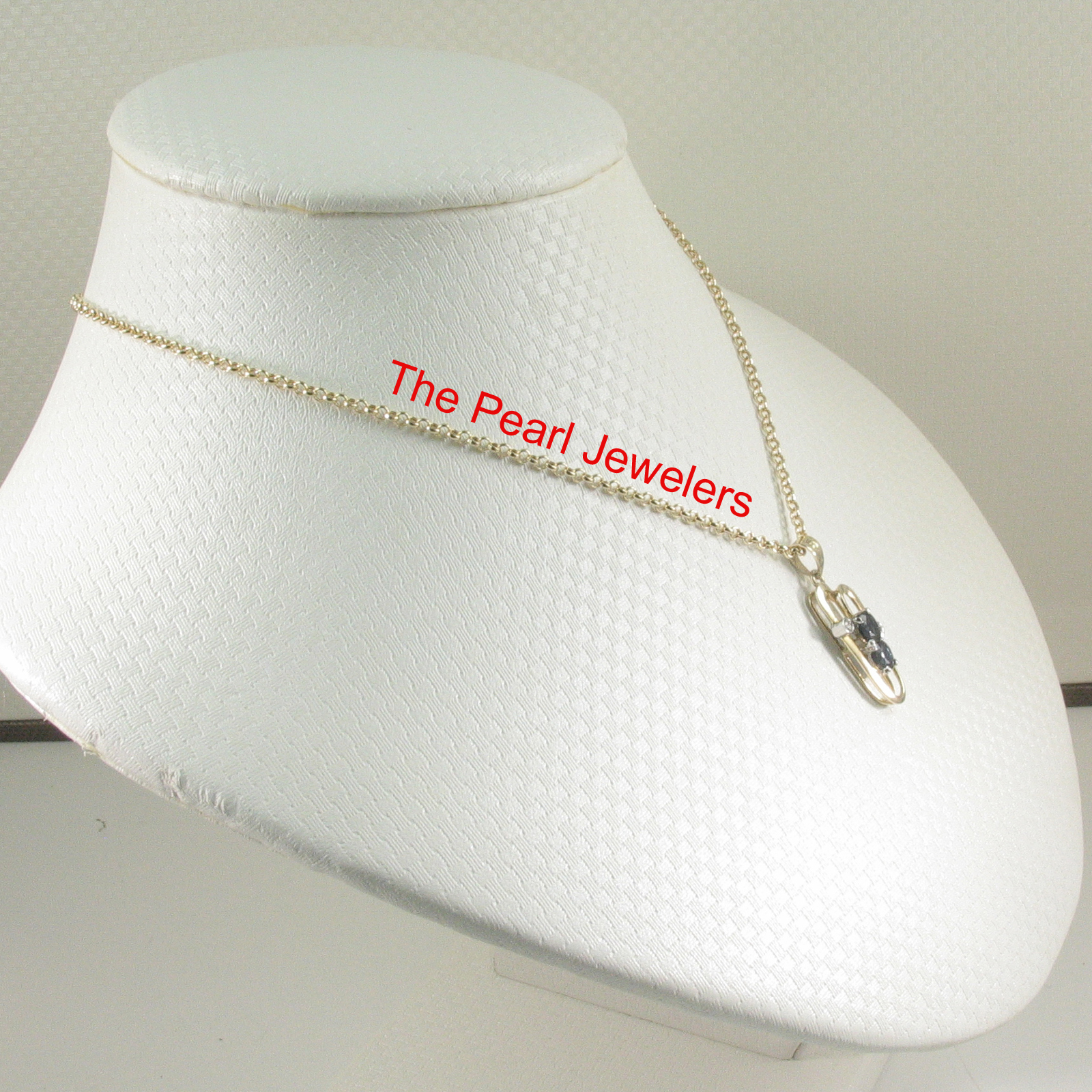 Unique Design 14KT Yellow Solid Gold Genuine Diamond Sapphire Pendant TPJ