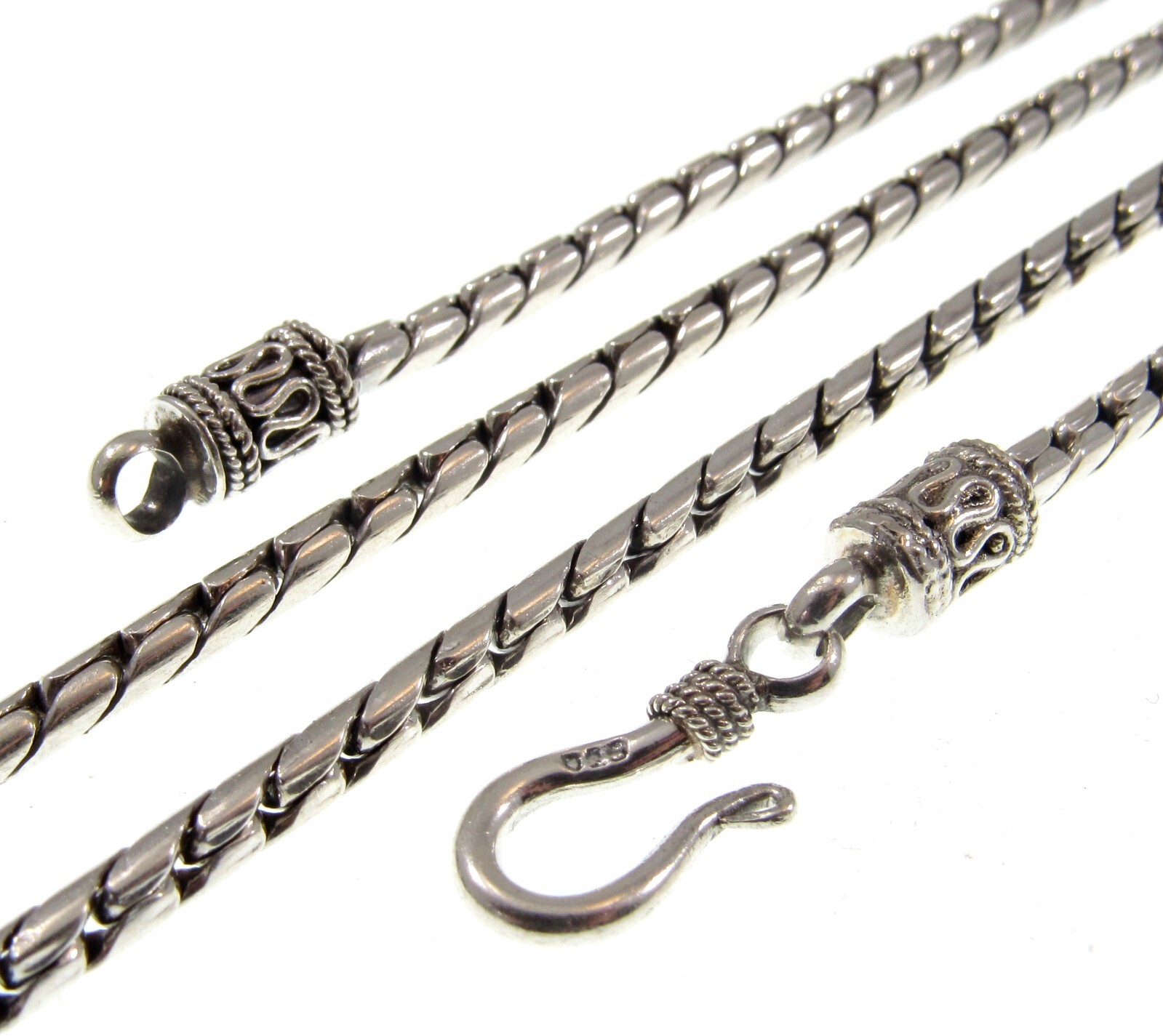 2.5MM Handmade Solid 925 Sterling Silver Balinese BECKEL Chain Necklace Bali