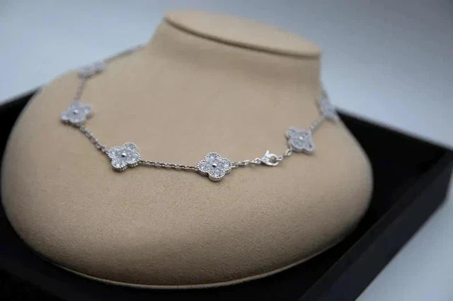 4Ct Round Cut Lab Created Diamond Clove Shape Necklace 14K White Gold Plated 18′