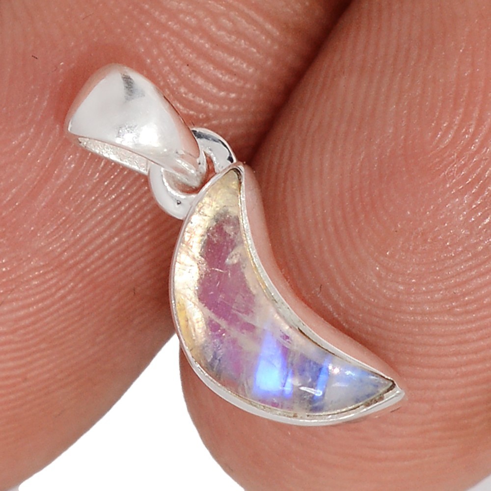 Moon – Natural Rainbow Moonstone – India 925 Silver Pendants Jewelry CP75797