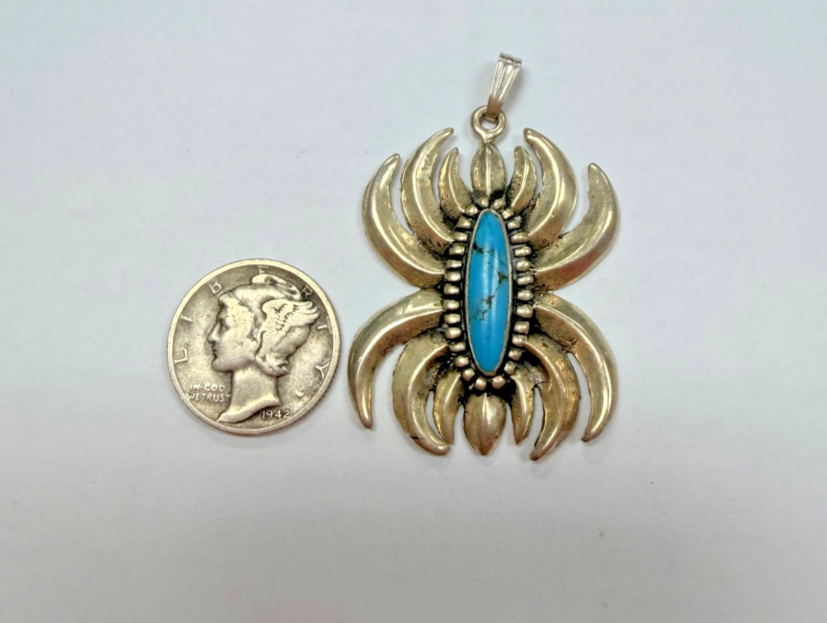 Unknown Designer Sterling Silver Light Blue Stone Drop Pendant [115DuW]
