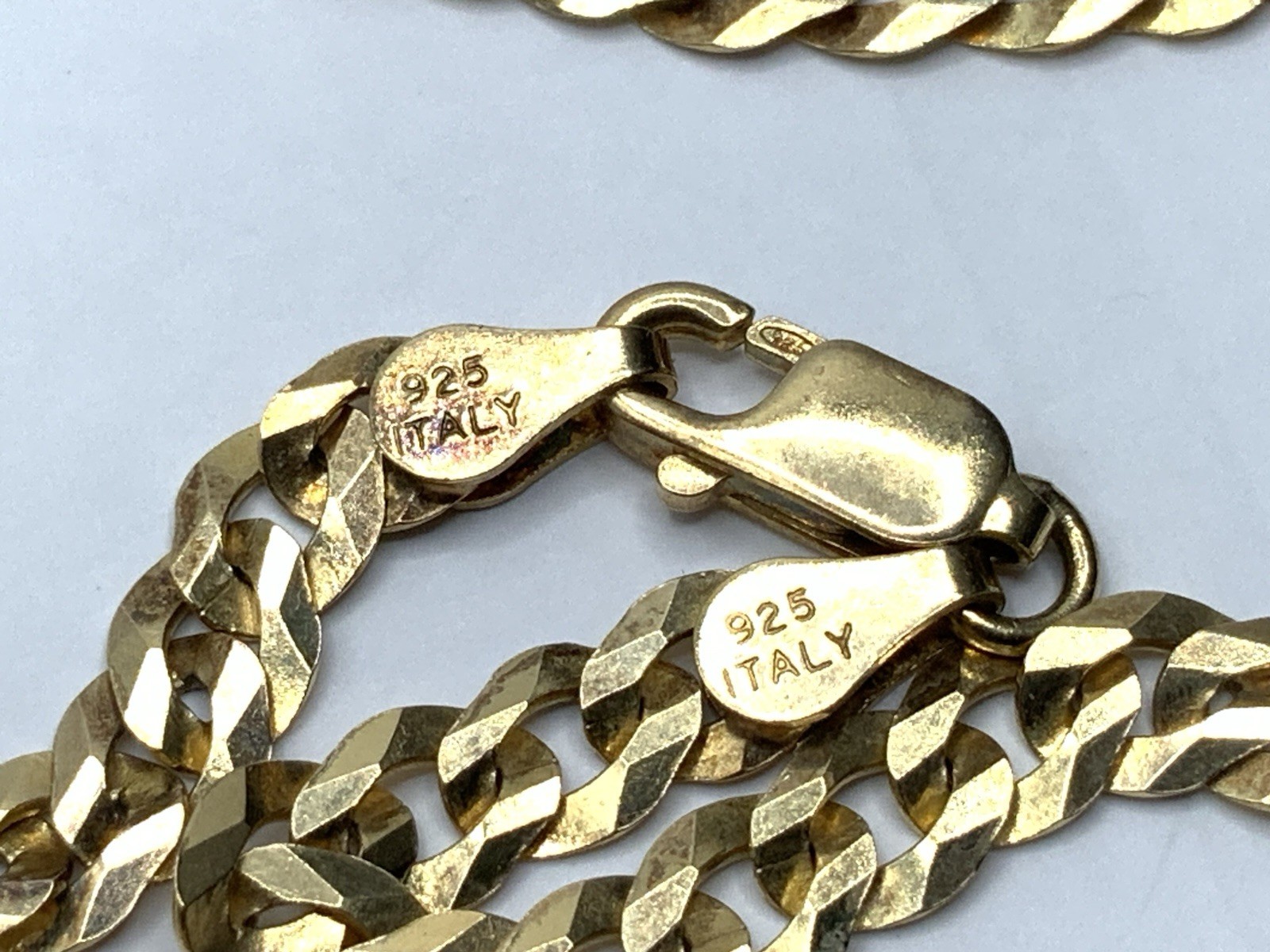 Italy LIRM Sterling 925 Silver Gold Plated 26” Cuban Link 4.85mm Chain Necklace