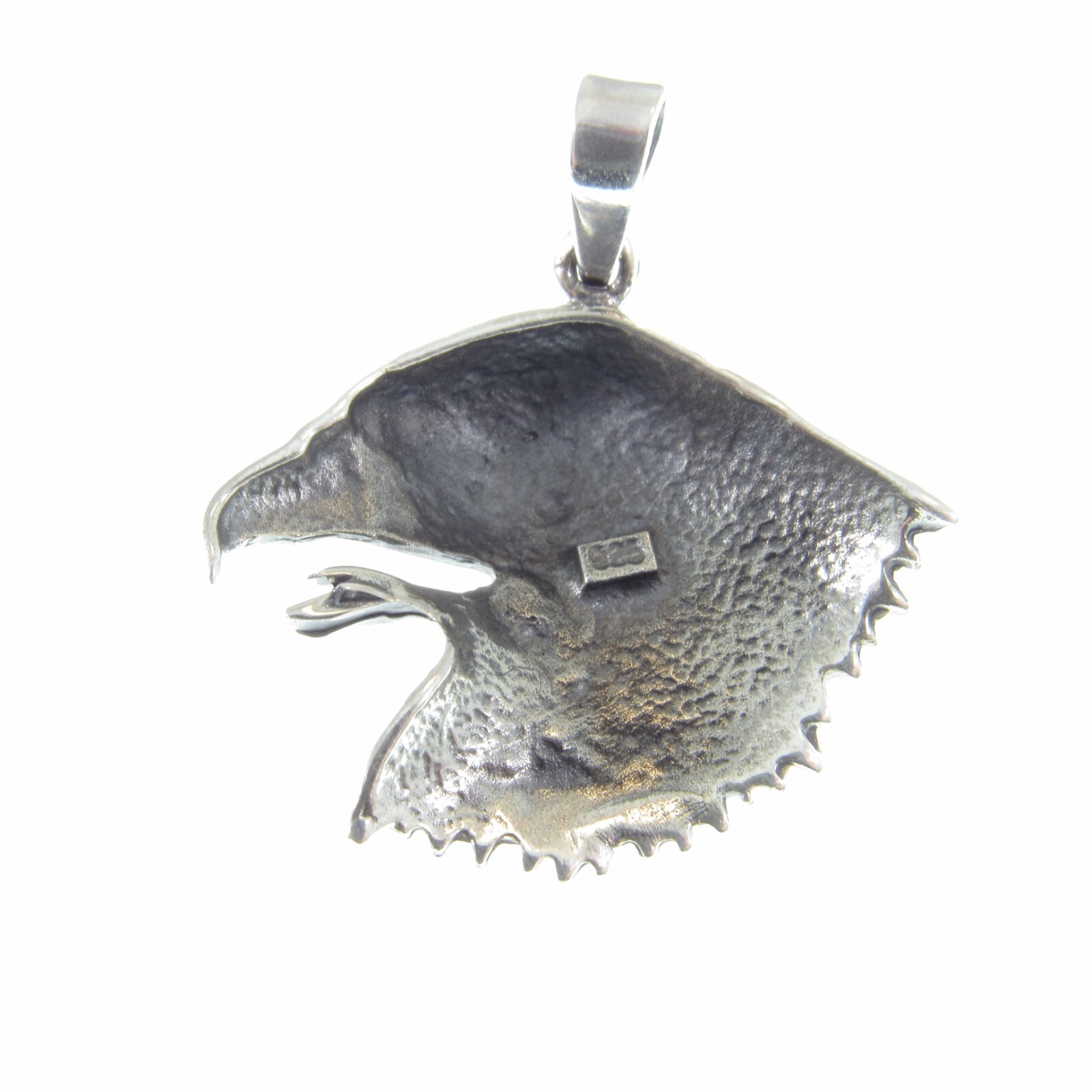 Solid 925 Sterling Silver Heraldic Eagle Head Pendant Patriotic Eagle Face Charm