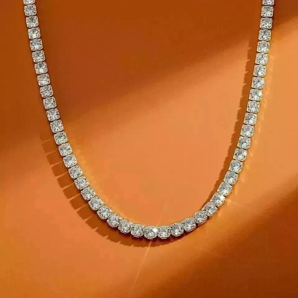 18CT Round Cut Lab Created Diamond Women’s Tennis Necklace 14k White Gold Plated