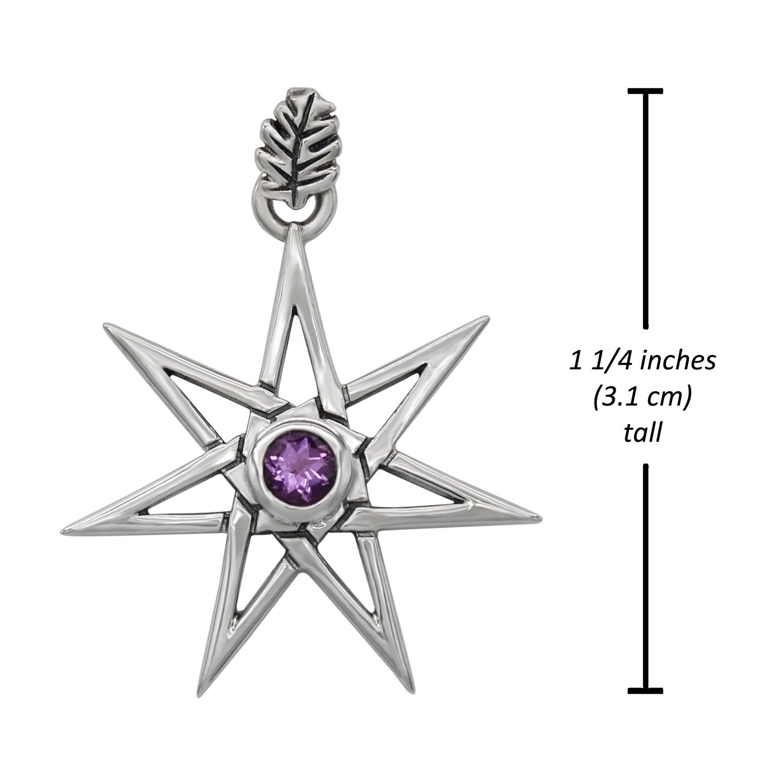 Sterling Silver Septagram with Amethyst Fairy Wicca Faerie Magic Star Jewelry