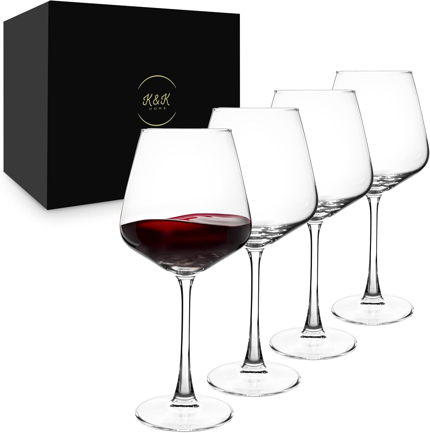 Large Red Wine Glasses – Set of 4, 20.5 Oz Wide Bowl – Crystal-Clear