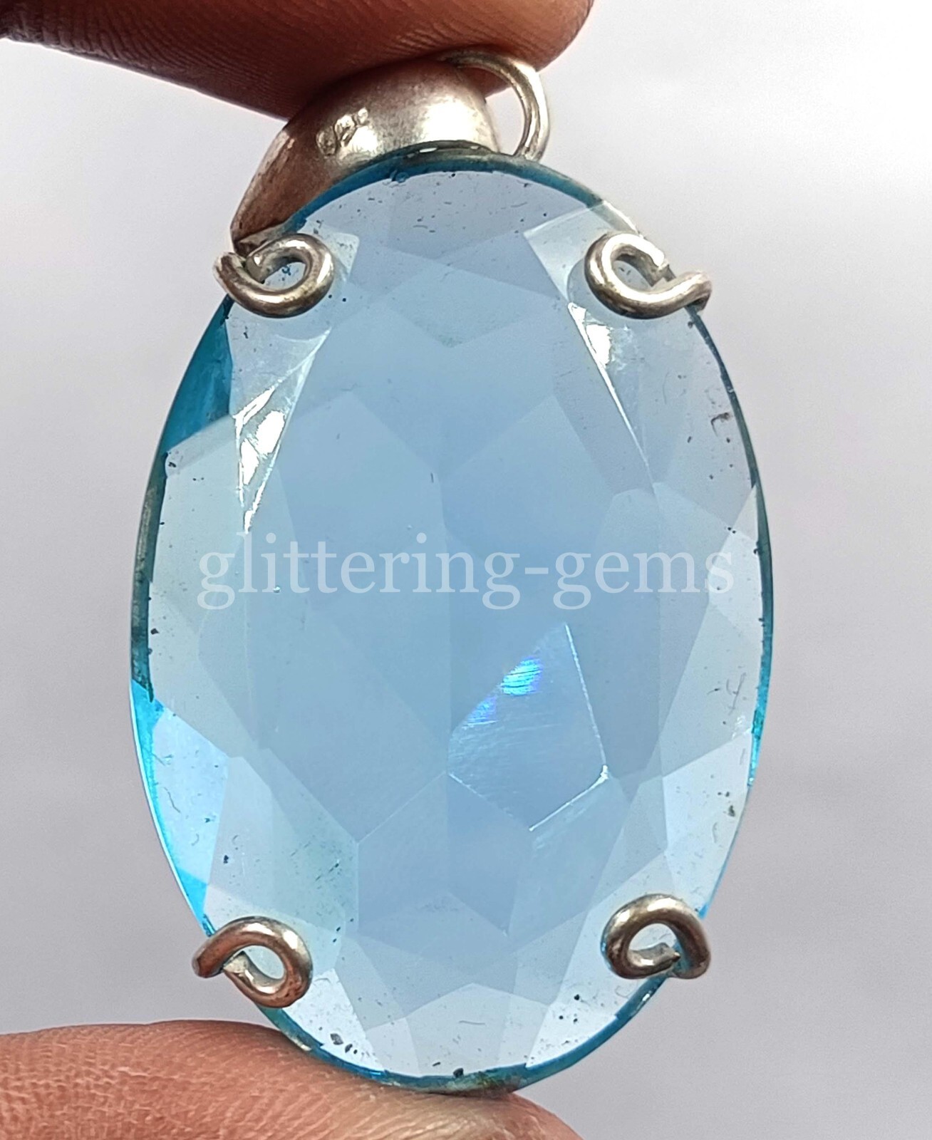 IGL 67.5 Ct Oval Cut Blue Topaz Natural 925 Silver Pendant Gemstone 25A