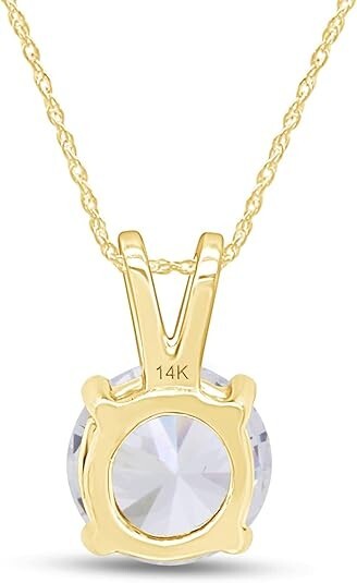 1.50 Ct Round Lab Created Diamond Pendant Necklace 14K Yellow Gold G-H VS-SI
