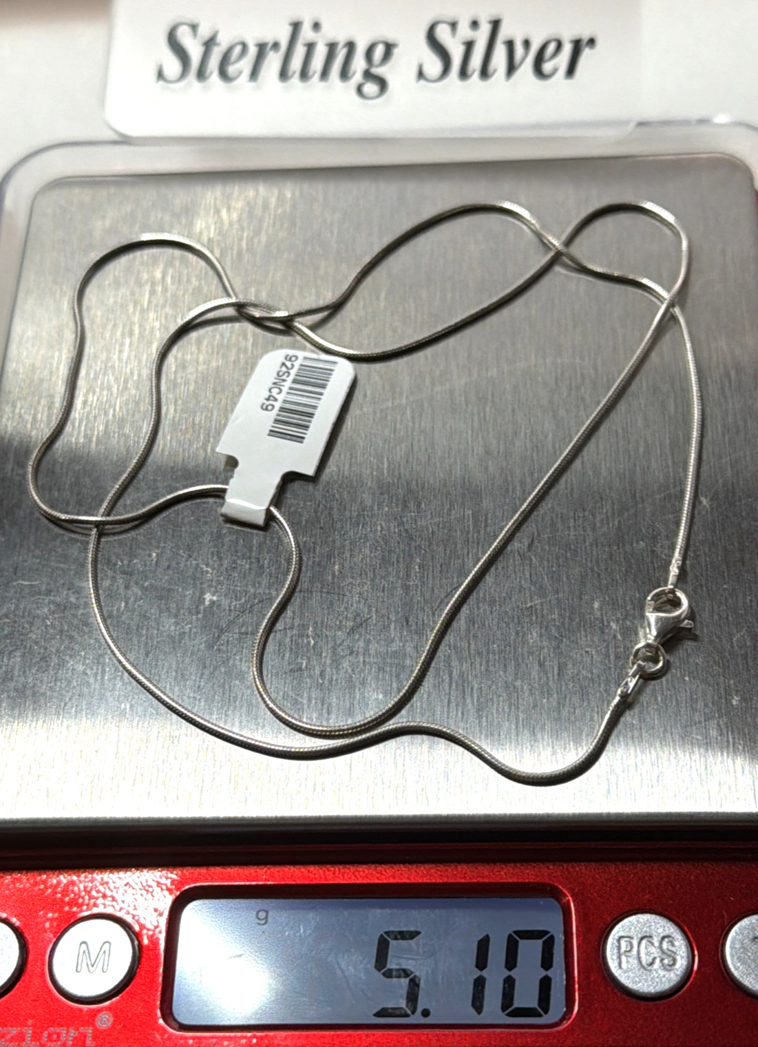 925 Sterling Silver Solid Snake Italy Chain 4.95grams 1.1mm 22” Necklace NWT
