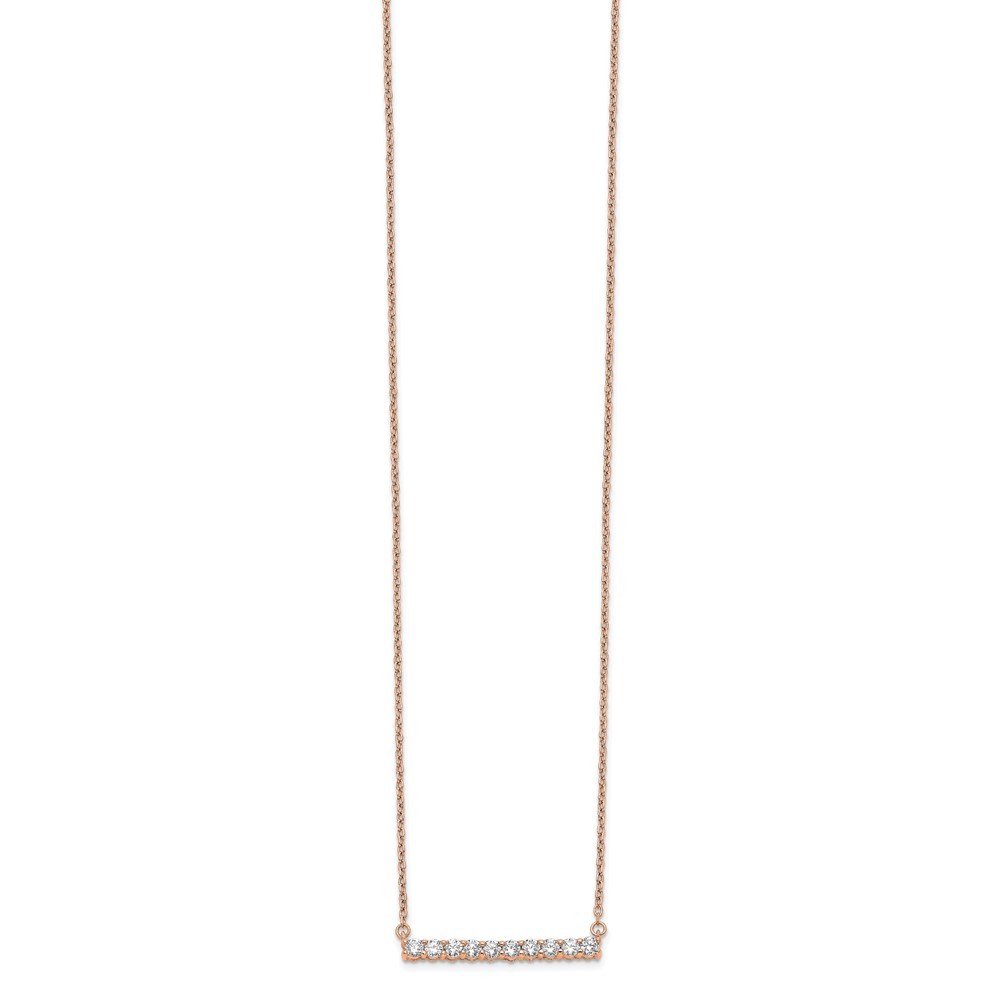 14k Rose Gold 1/2 carat Lab Grown Diamond Bar Pendant Necklace 18″ VS/SI, G