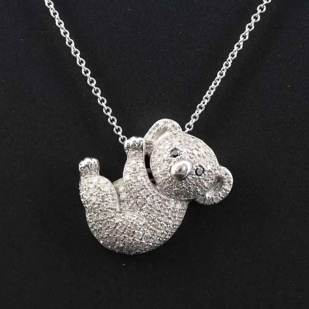 2Ct Real Moissanite Cute Pendant Gift For Her 14K White Gold Plated Silver