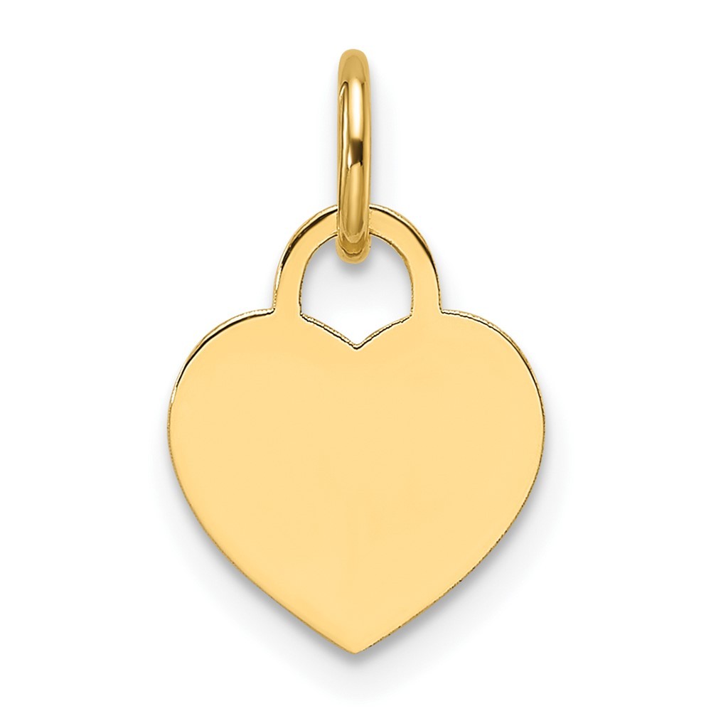 14k Yellow Gold .011 Gauge Engravable Heart 9.5x10mm Disc Charm Pendant
