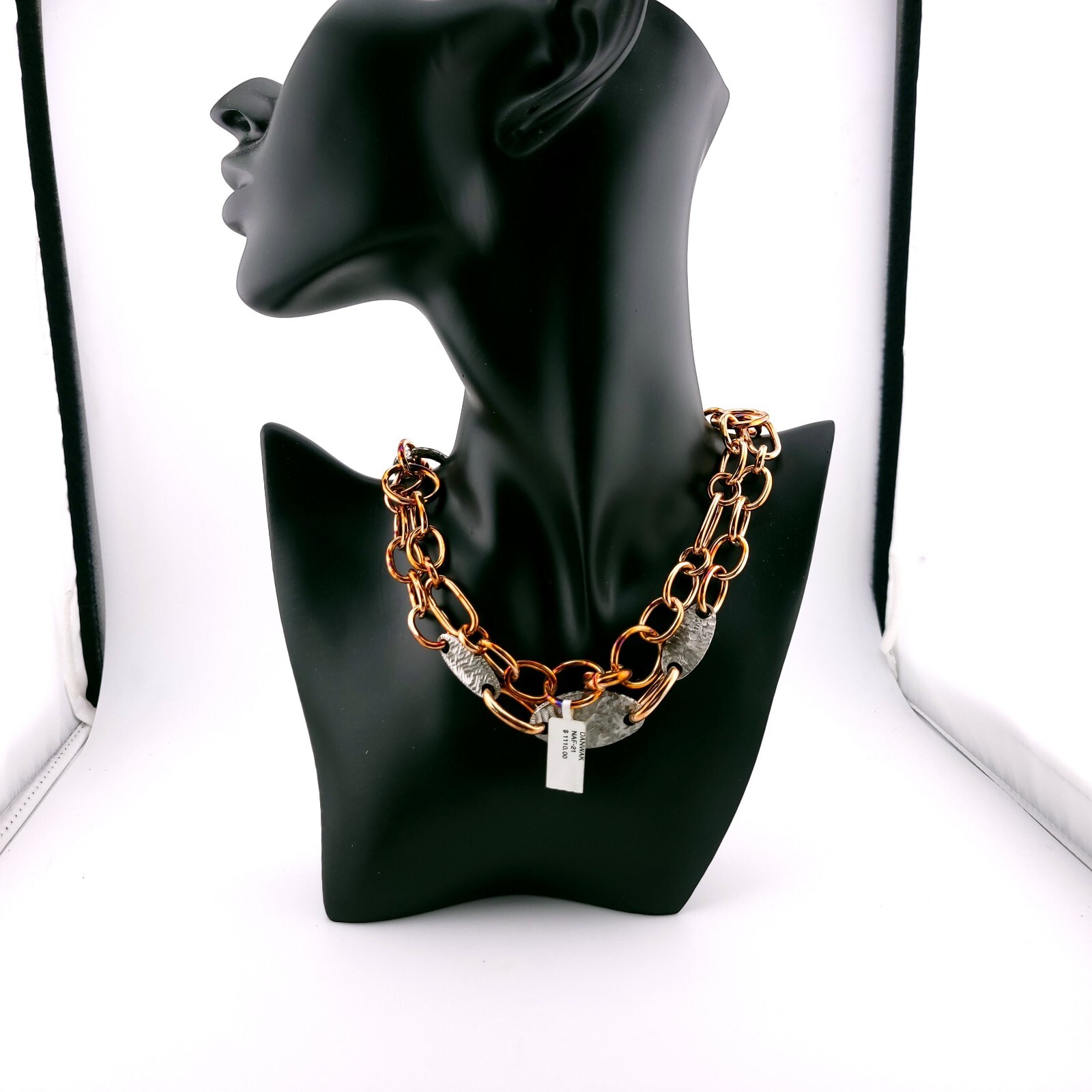 Daniel W. Danwak Sterling Silver Rose Gold Tone Large Chain Link 32″ In Necklace
