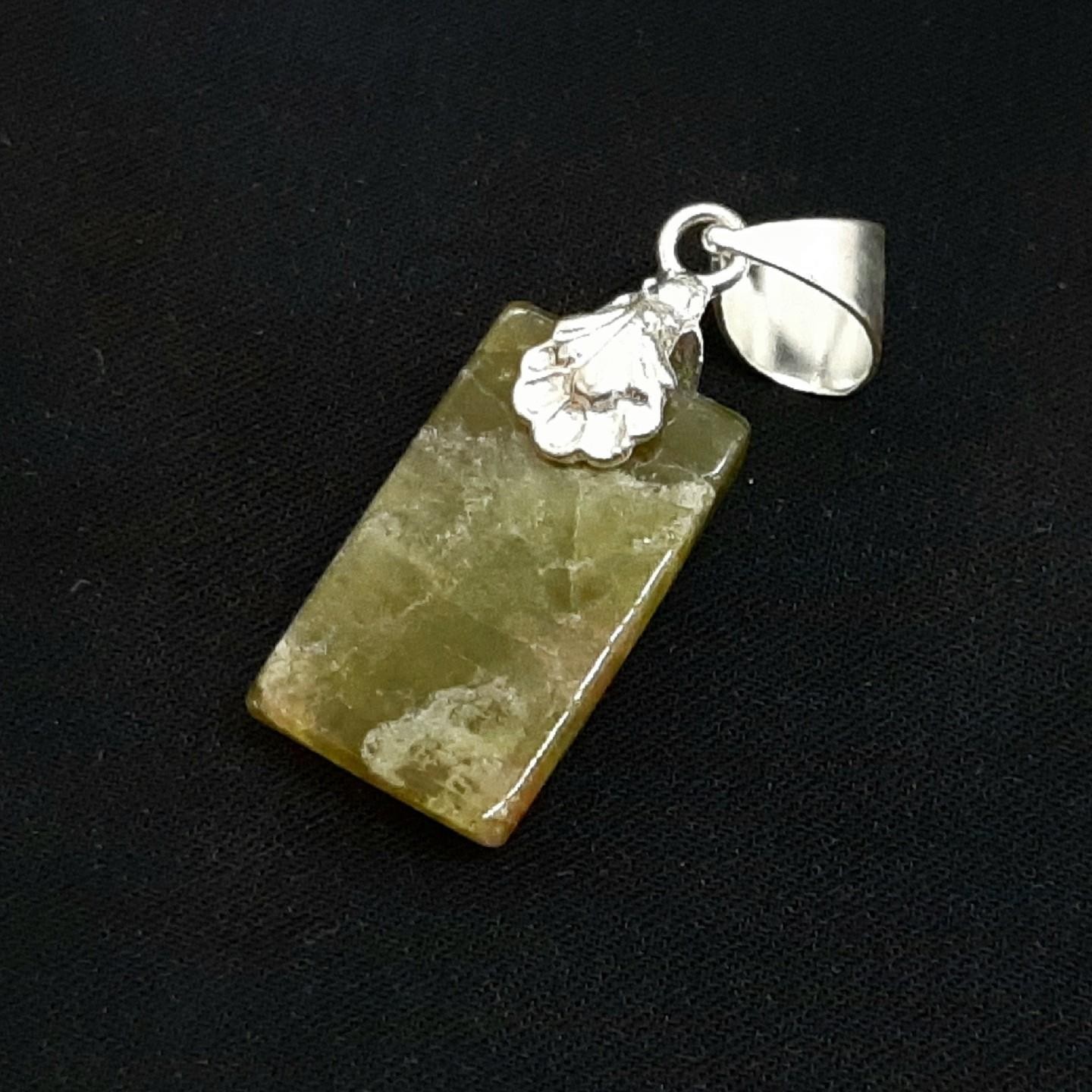 LARGE 9.80ctw Epidote 925 Sterling Silver Pendant 6.3g