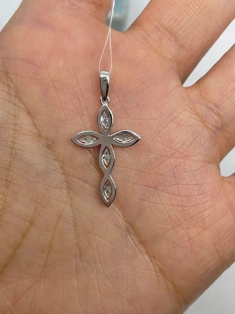 2.10ct Lab Grown Diamond Gorgeous Cross Charm Pendant 14K White Gold Plated