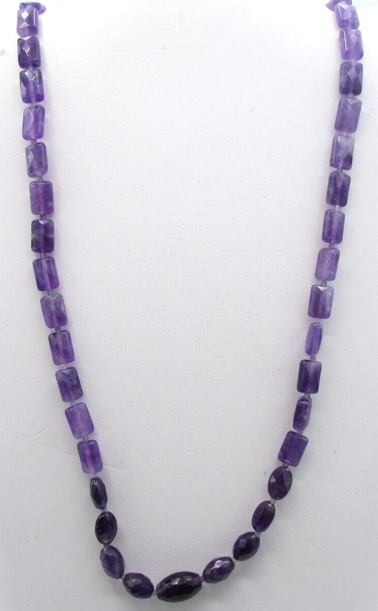 9mmx 13mm BBJ ADJUSTABLE BEADED AMETHYST 30″ STERLING 925 NECKLACE NWOT NK10