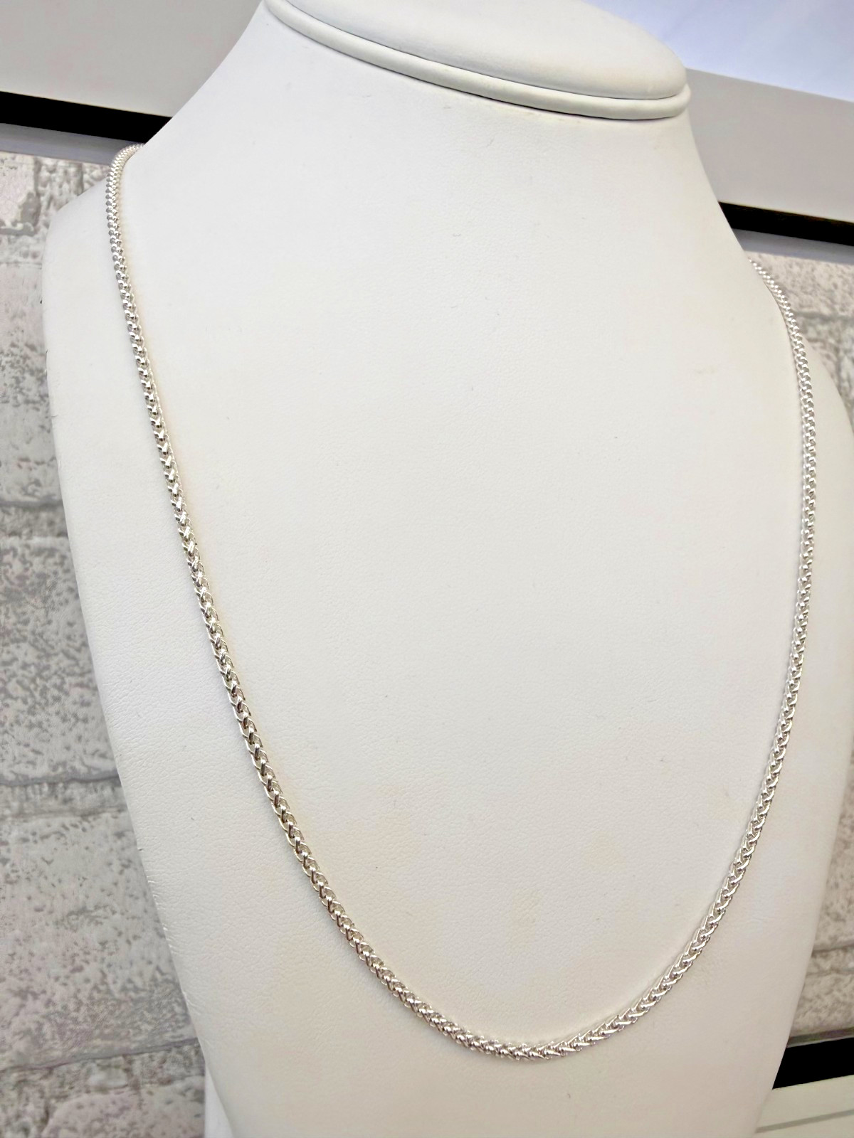 925 Sterling Silver Wheat Chain Necklace 21in.