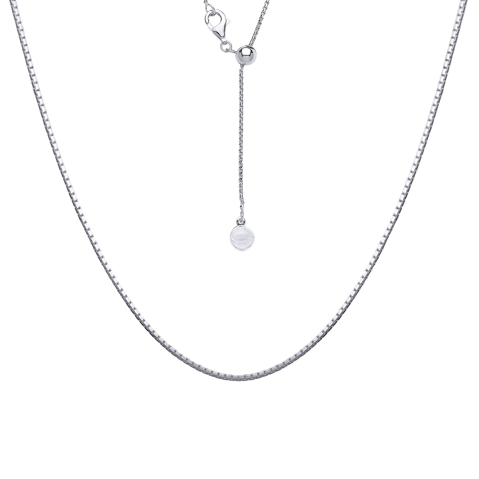 Silver Jewelco London Adjustable Toggle Lariat Pendant Chain Necklace 1mm 22inch