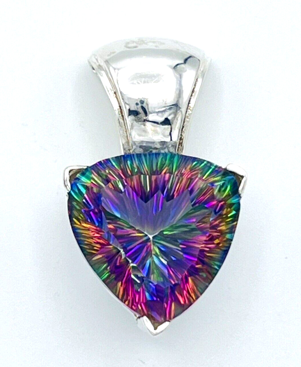 Sterling Silver 20mm x 20mm Trillion Cut Mystic Topaz Pendant